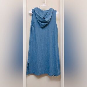 Isaac Mizrahi Hooded Blue Ribbed Knit Long Top Size XSmall